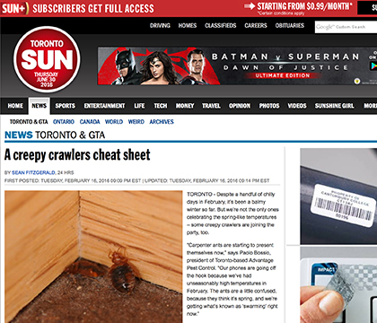, Paolo Bossio – Creepy Crawler Cheat Sheet with Toronto Sun!